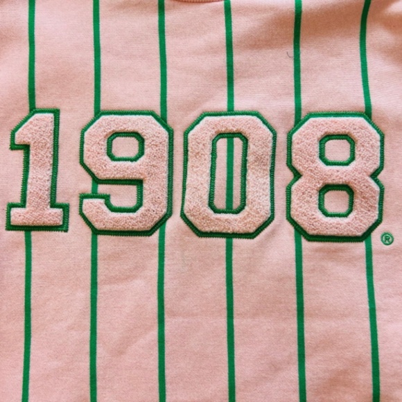 1908 Pink and Green Crew Neck Sweatshirt - Picture 3 of 4